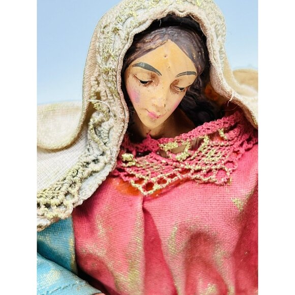 Fabric Mache Nativity Holy Family Baby Jesus Mary Joseph Home for the Holidays - Picture 4 of 16